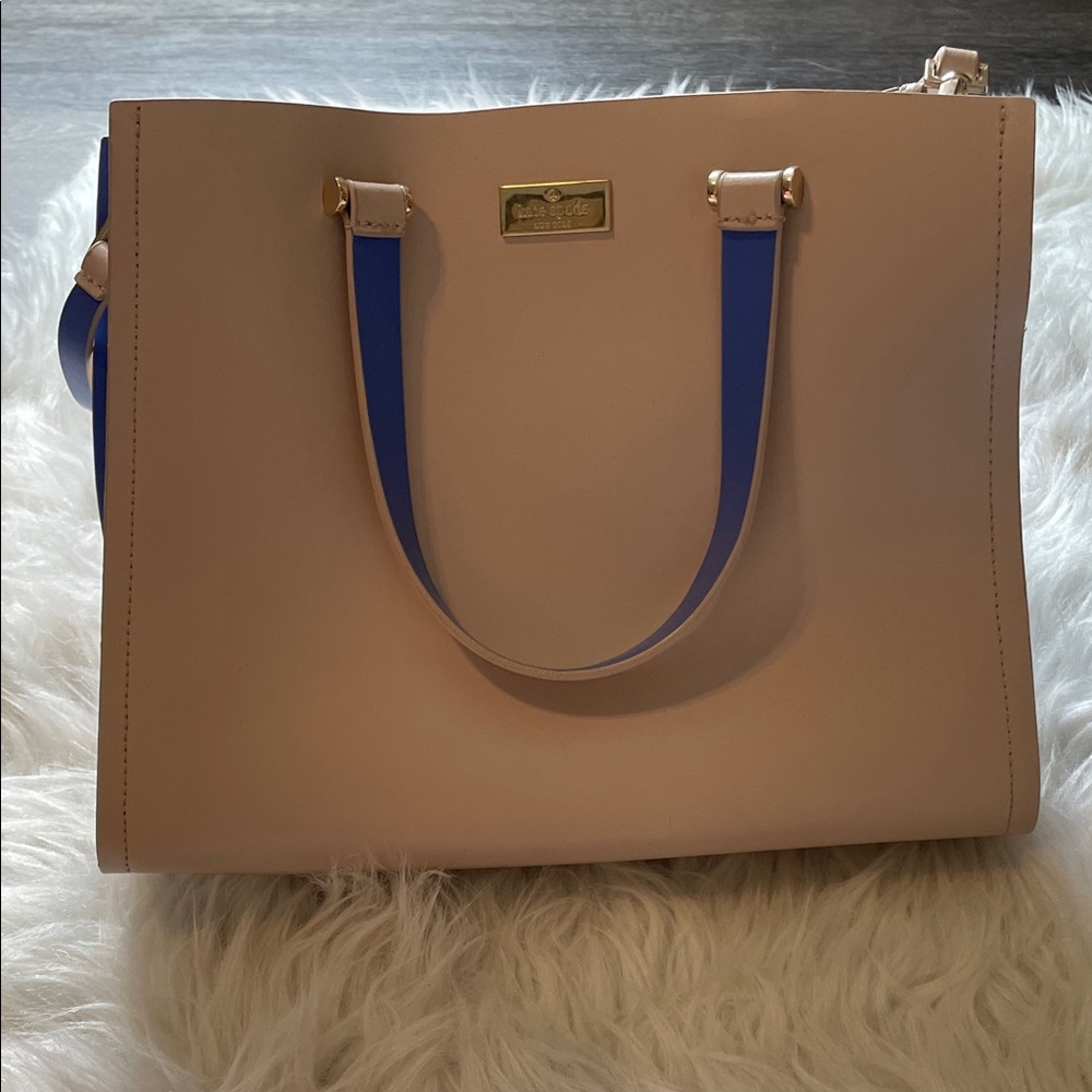Kate Spade Cream and Blue Tote Bag